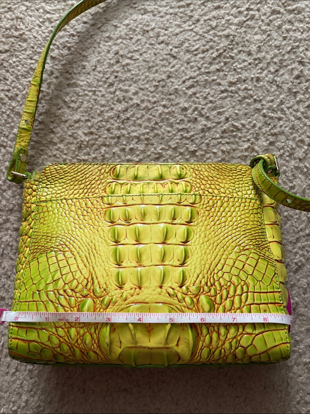 Brahmin Greenish/Yellow Croc-Embossed Crossbody Bag - Picture 6 of 10